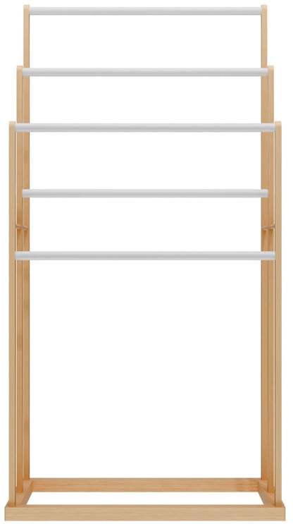 Handdoekenrek van bamboe hout - bruin en wit