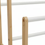 Handdoekenrek van bamboe hout - bruin en wit