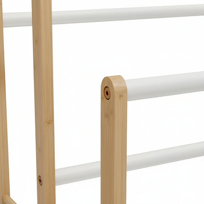 Handdoekenrek van bamboe hout - bruin en wit