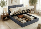 Bedframe gestoffeerd met mechanisme voor opbergruimte - meerdere maten en kleuren