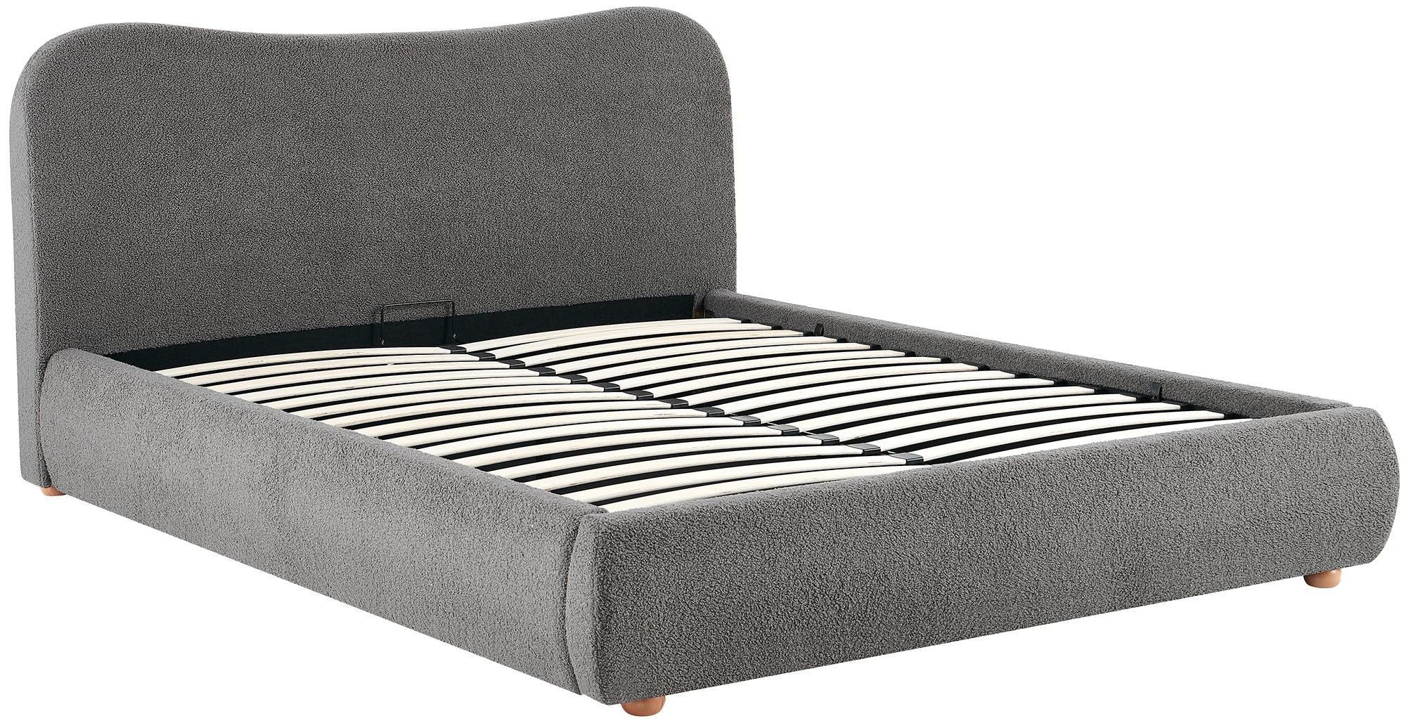 Gestoffeerd Teddy bedframe met mechanische opbergruimte - crème of grijs