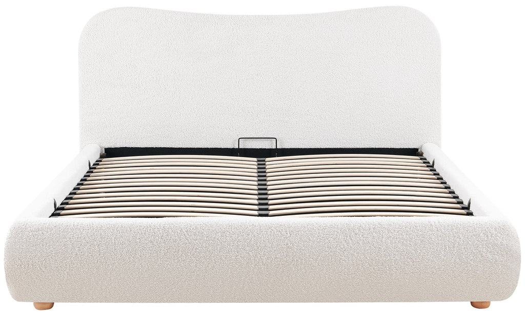 Gestoffeerd Teddy bedframe met mechanische opbergruimte - crème of grijs
