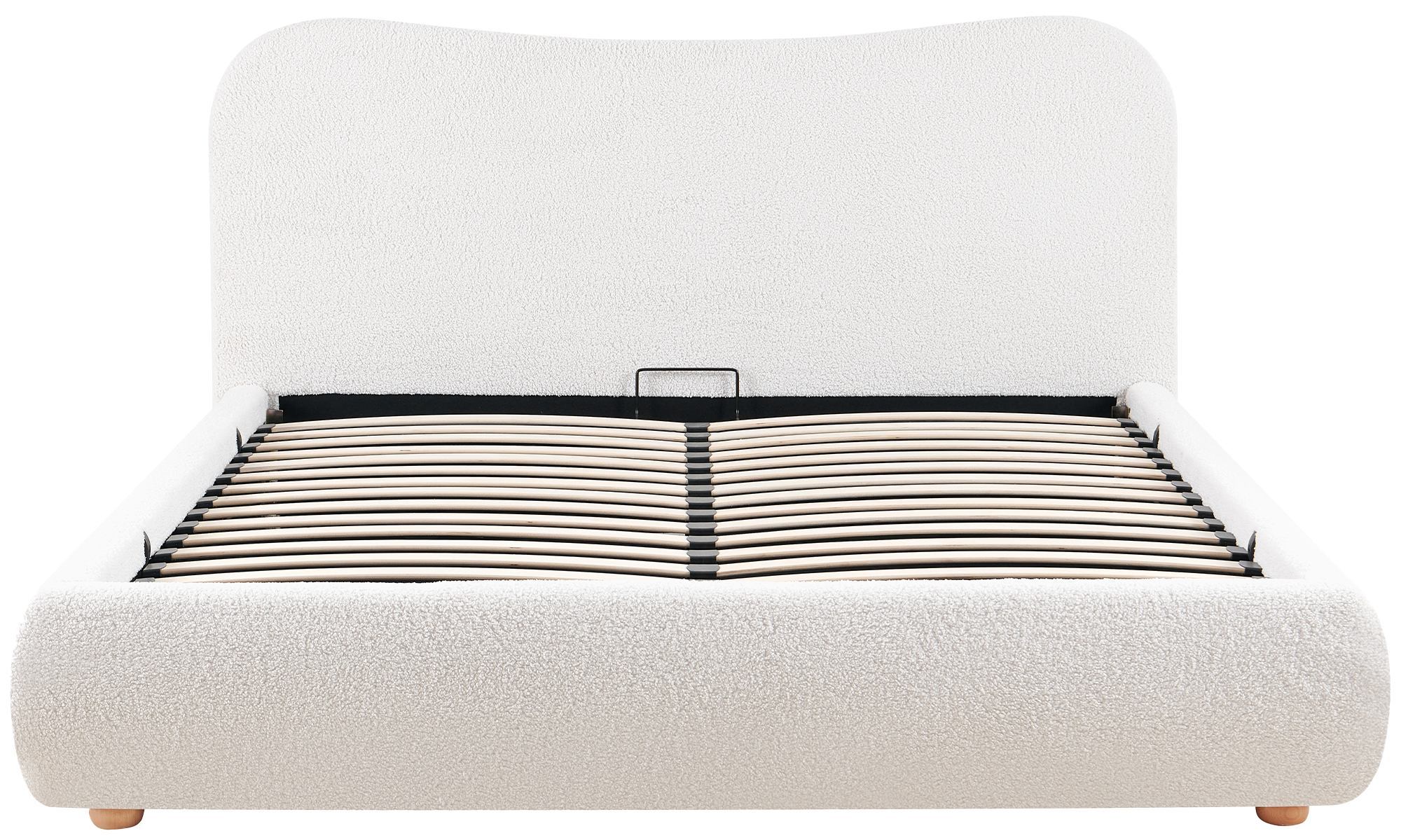 Gestoffeerd Teddy bedframe met mechanische opbergruimte - crème of grijs