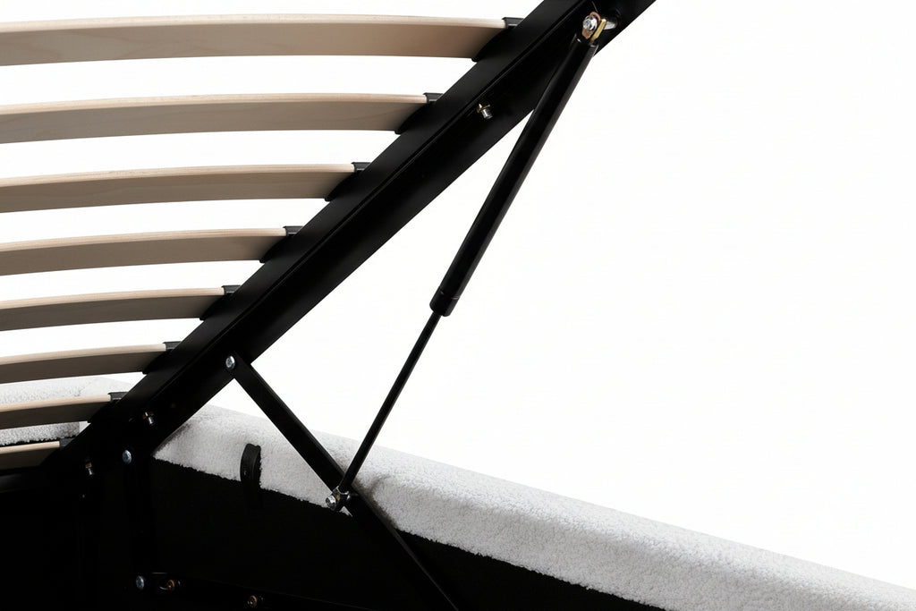 Gestoffeerd Teddy bedframe met mechanische opbergruimte - crème of grijs
