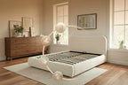 Gestoffeerd Teddy bedframe met mechanische opbergruimte - crème of grijs
