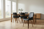 Design stoel van gebogen hout en duurzaam kunstleer - zwart en bruin