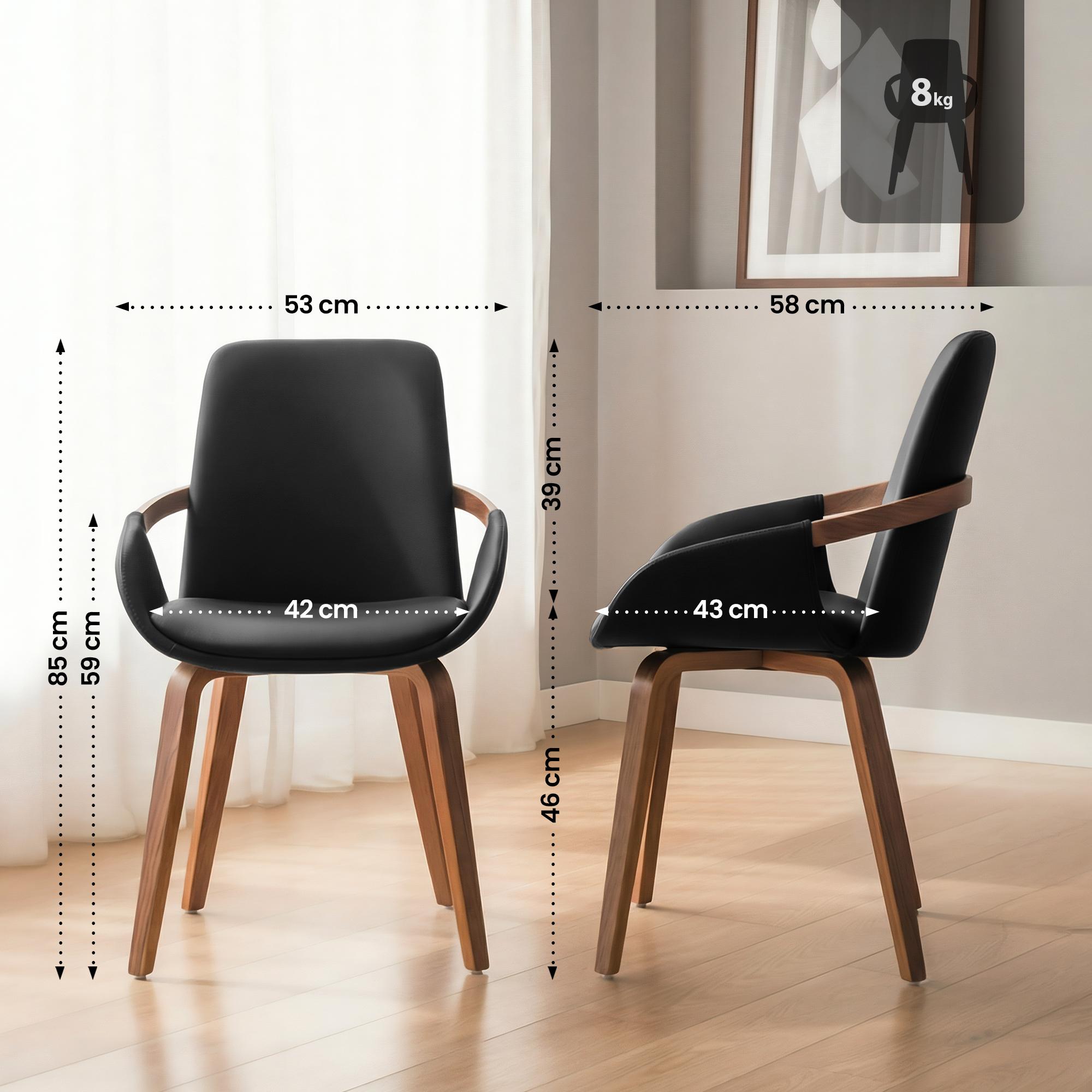 Design stoel van gebogen hout en duurzaam kunstleer - zwart en bruin