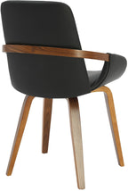Design stoel van gebogen hout en duurzaam kunstleer - zwart en bruin