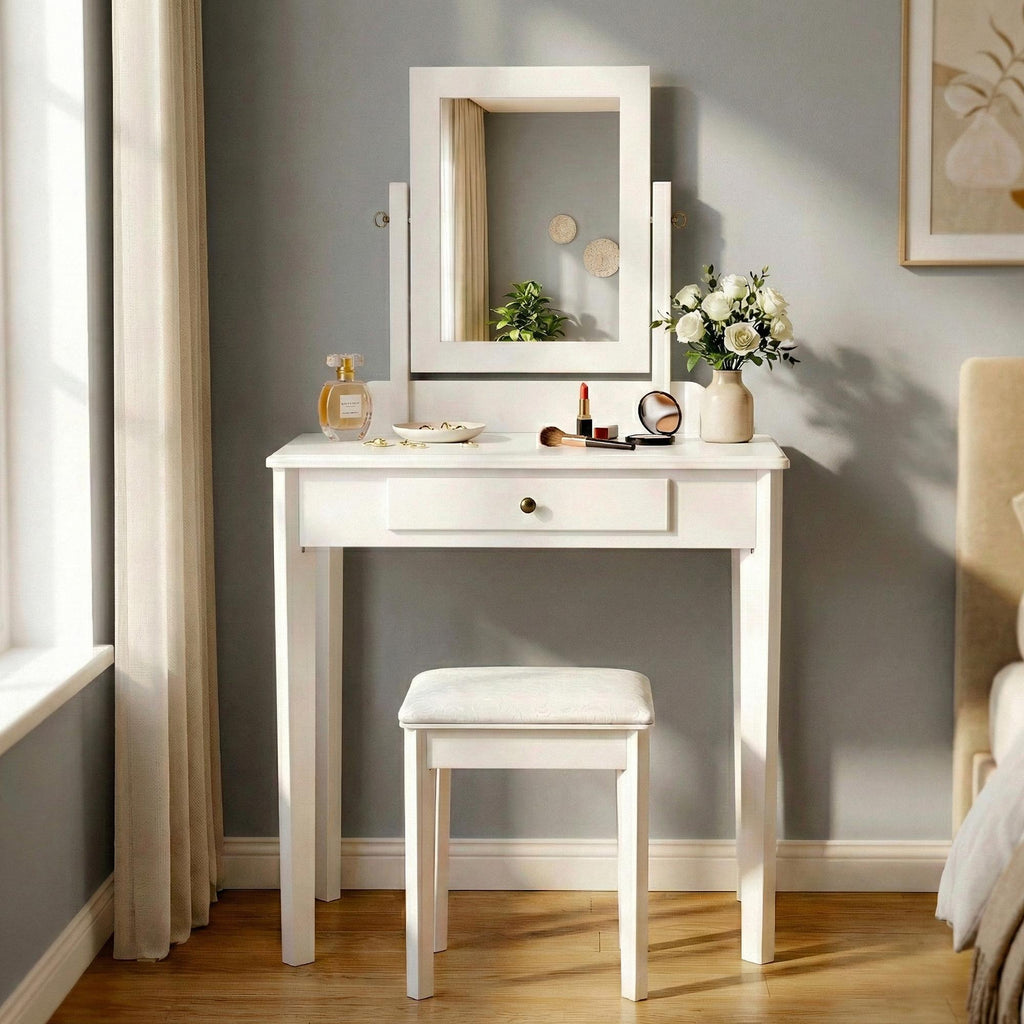 Moderne kaptafel set van Populieren hout - wit