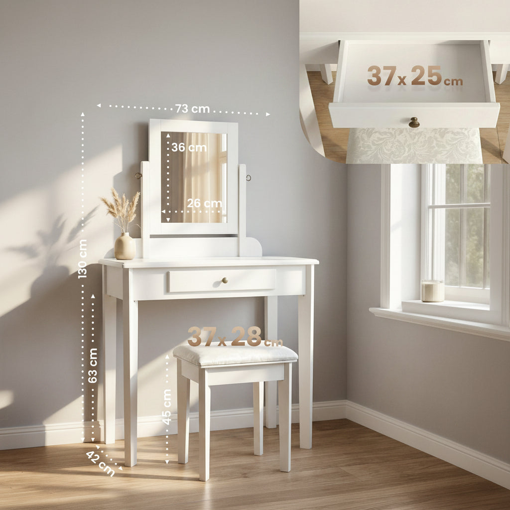 Moderne kaptafel set van Populieren hout - wit