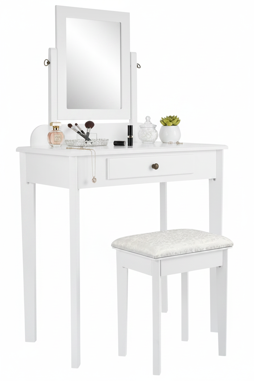 Moderne kaptafel set van Populieren hout - wit
