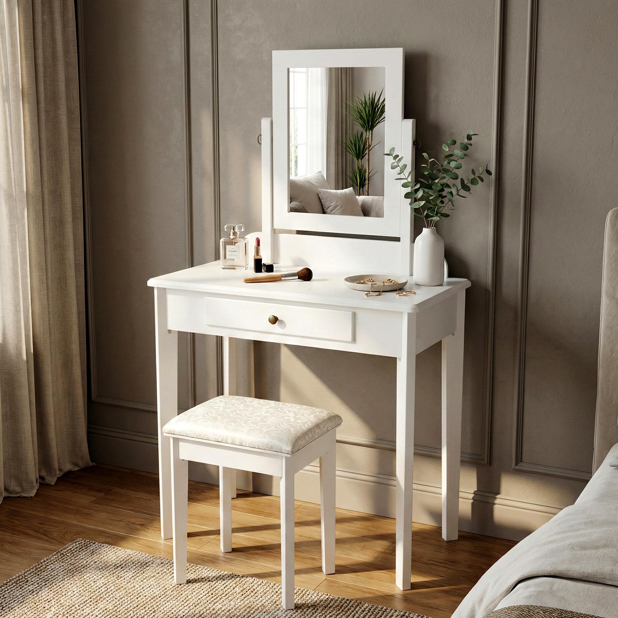 Moderne kaptafel set van Populieren hout - wit