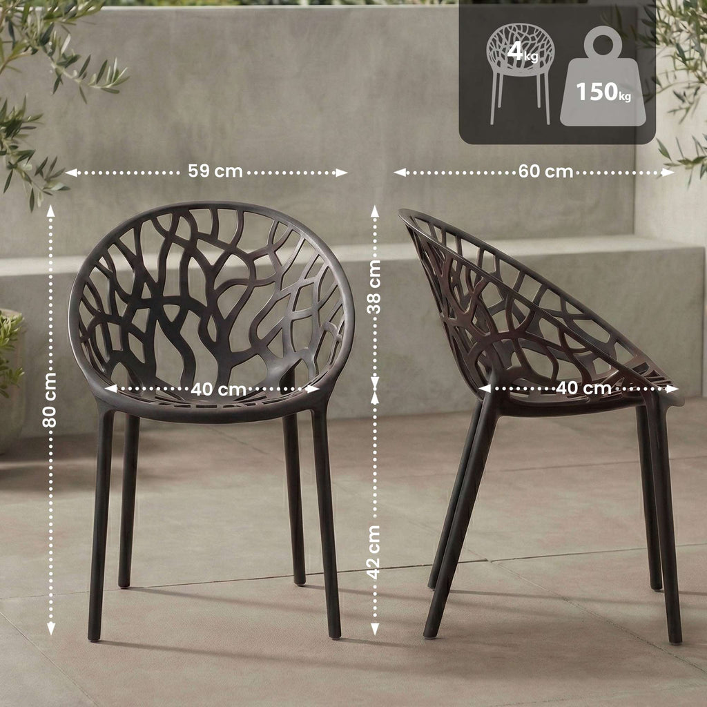 Set of 2 designer garden chairs made from recycled plastic - multiple colours