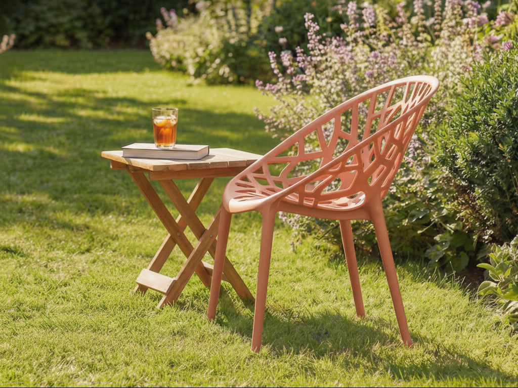 Set of 2 designer garden chairs made from recycled plastic - multiple colours