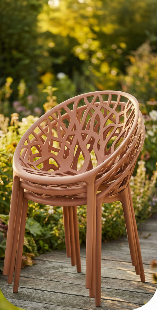 Set of 2 designer garden chairs made from recycled plastic - multiple colours