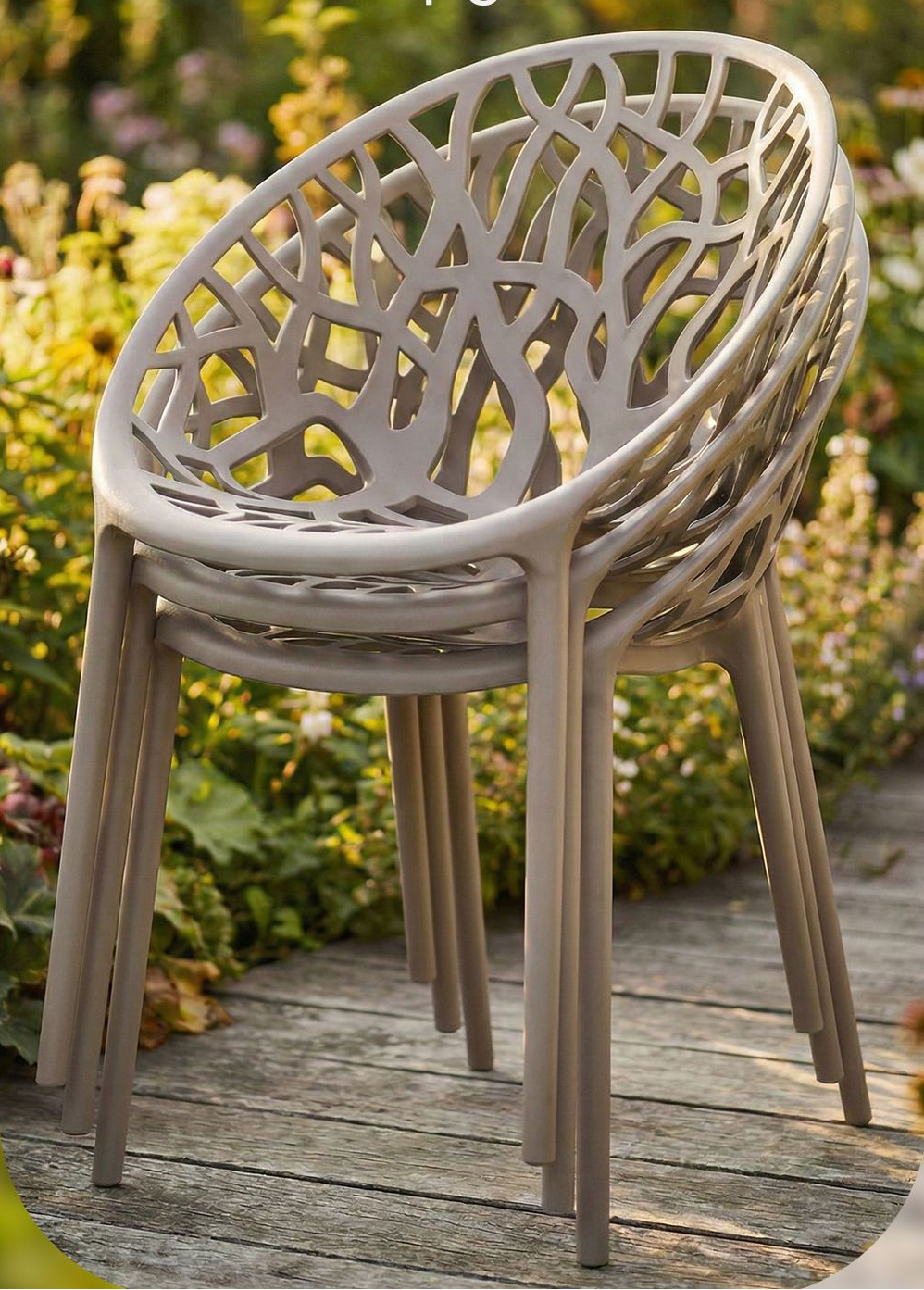 Set of 2 designer garden chairs made from recycled plastic - multiple colours