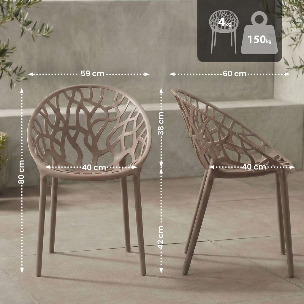 Set of 2 designer garden chairs made from recycled plastic - multiple colours