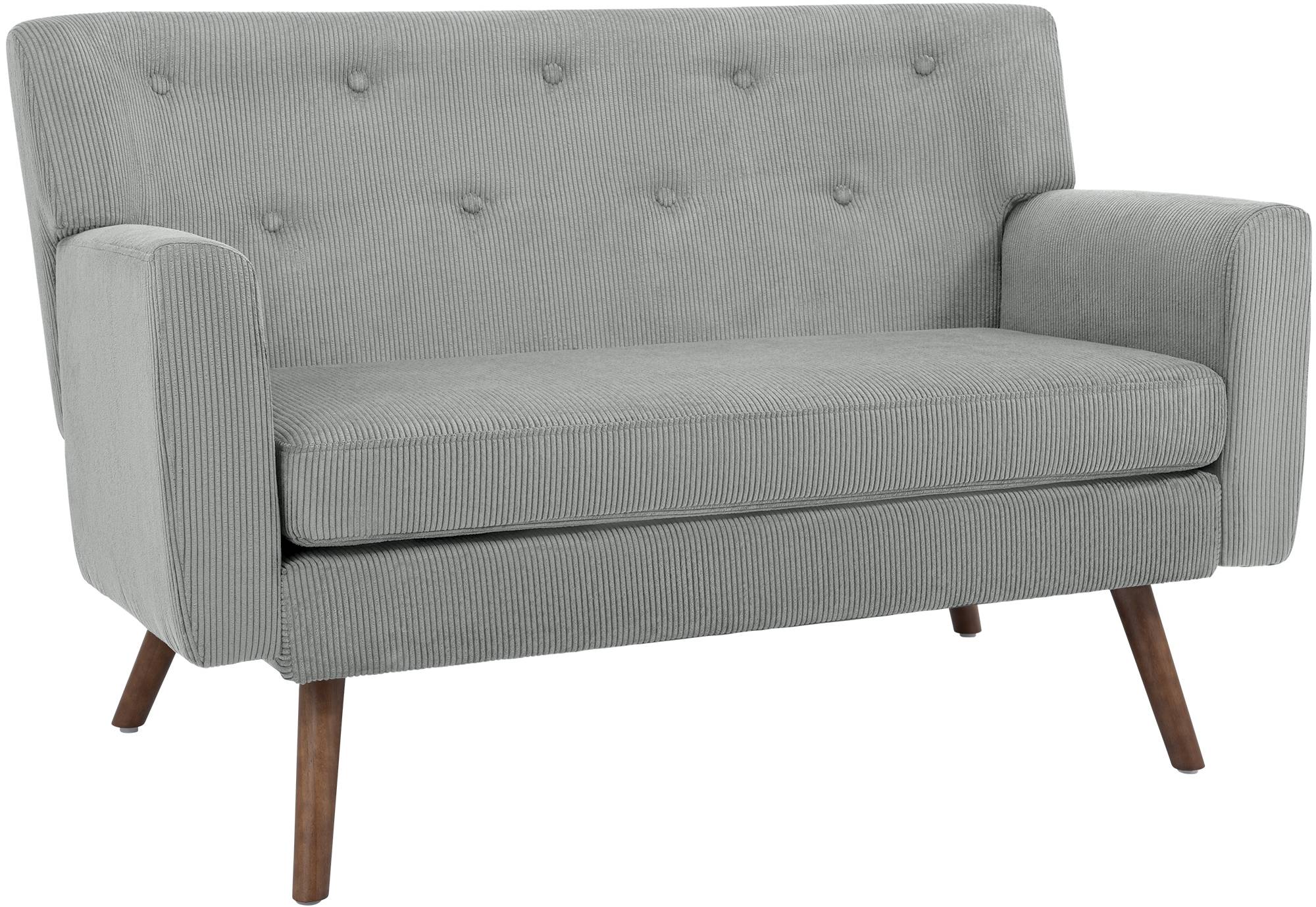 Design corduroy 2-zits bank met poten van rubber hout 120 cm - meerdere kleuren