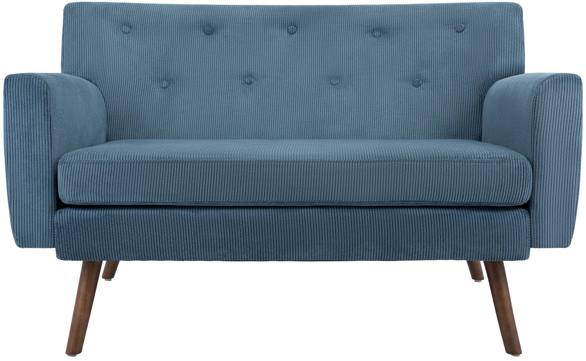 Design corduroy 2-zits bank met poten van rubber hout 120 cm - meerdere kleuren