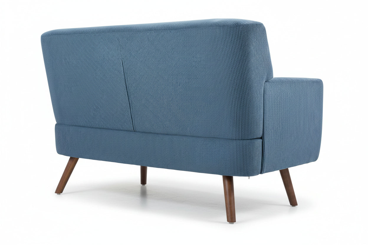 Design corduroy 2-zits bank met poten van rubber hout 120 cm - meerdere kleuren
