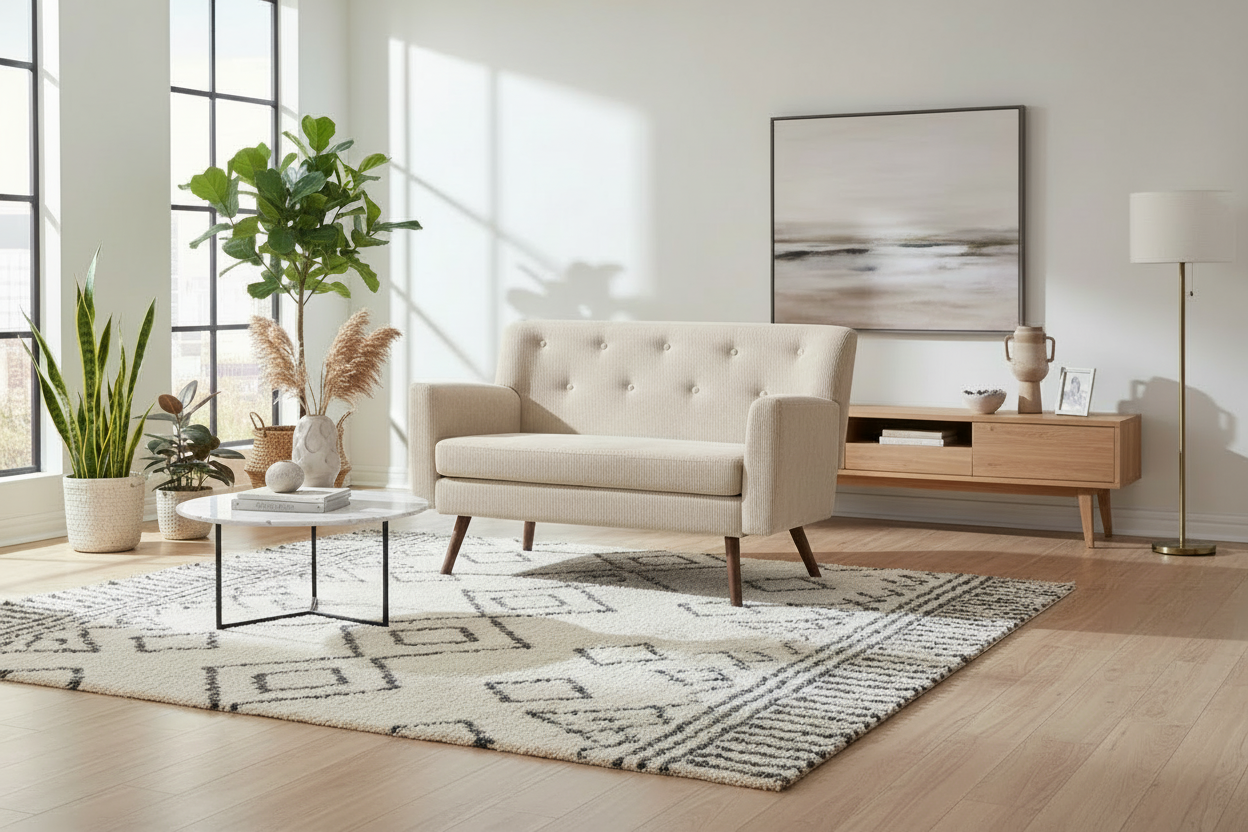 Design corduroy 2-zits bank met poten van rubber hout 120 cm - meerdere kleuren