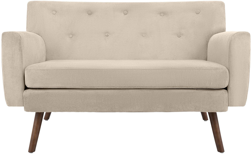 Design corduroy 2-zits bank met poten van rubber hout 120 cm - meerdere kleuren