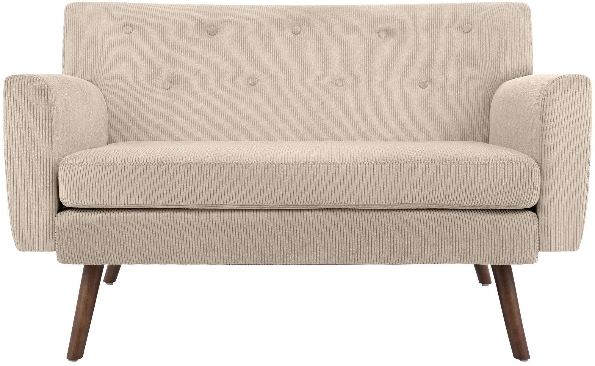 Design corduroy 2-zits bank met poten van rubber hout 120 cm - meerdere kleuren