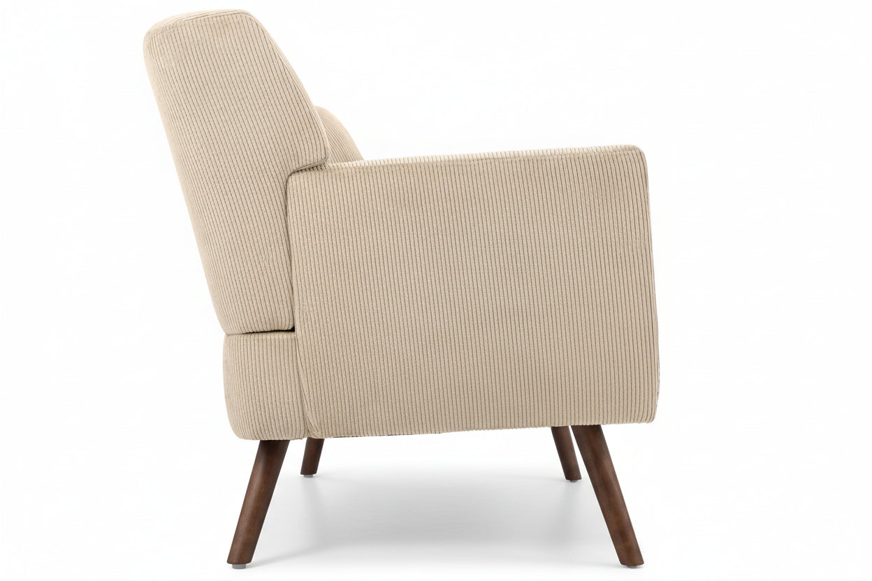 Design corduroy 2-zits bank met poten van rubber hout 120 cm - meerdere kleuren