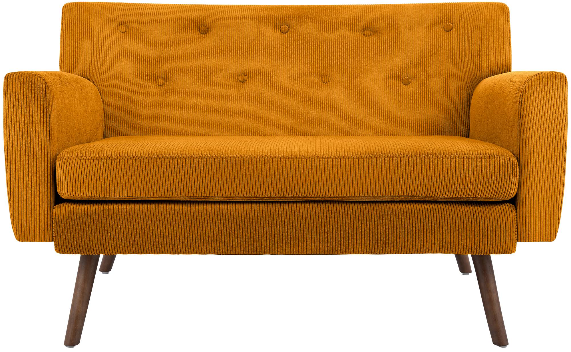 Design corduroy 2-zits bank met poten van rubber hout 120 cm - meerdere kleuren
