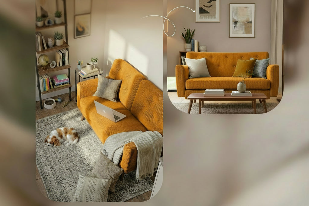Design corduroy 2-zits bank met poten van rubber hout 120 cm - meerdere kleuren