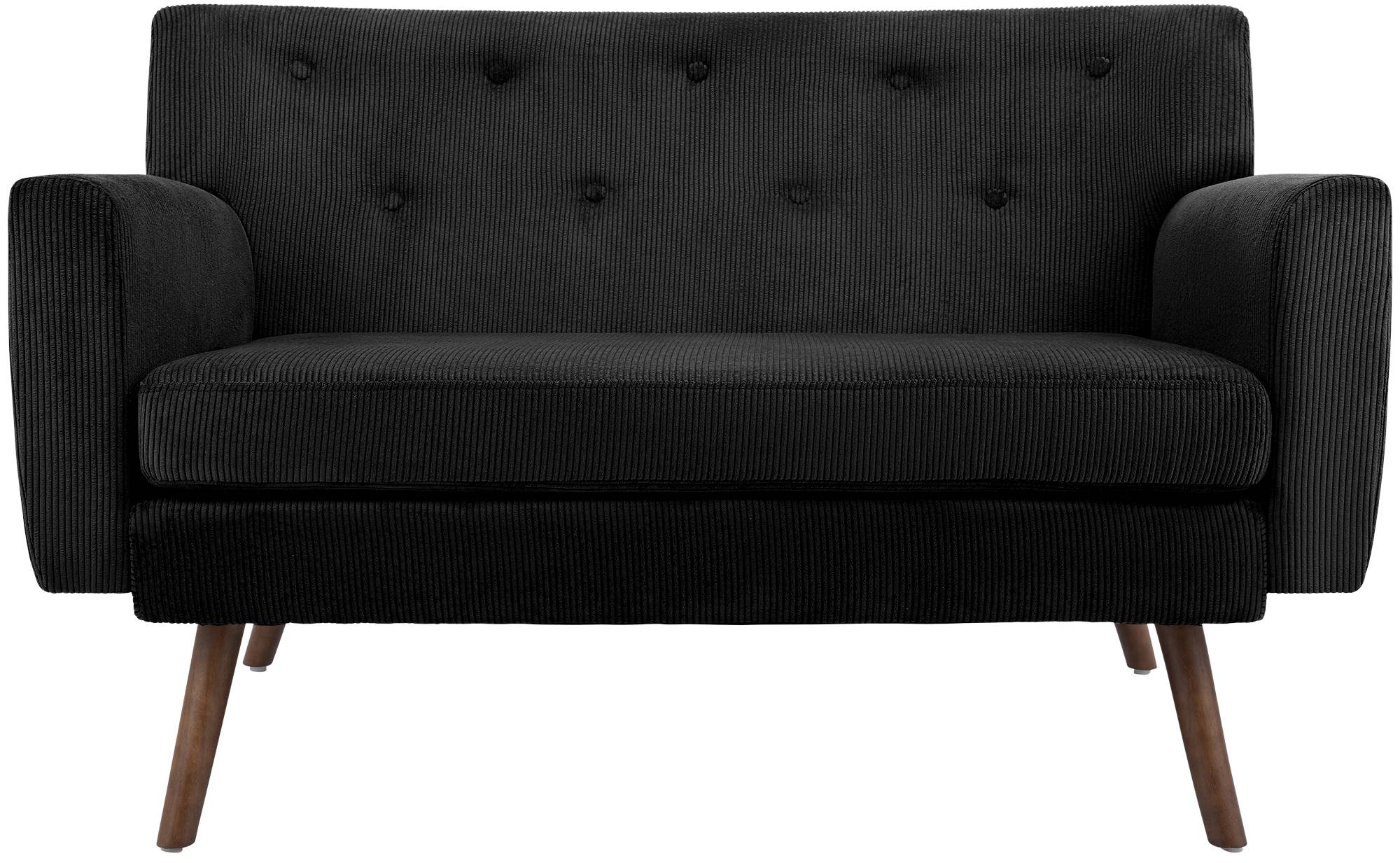 Design corduroy 2-zits bank met poten van rubber hout 120 cm - meerdere kleuren