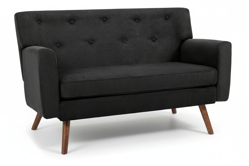 Design corduroy 2-zits bank met poten van rubber hout 120 cm - meerdere kleuren