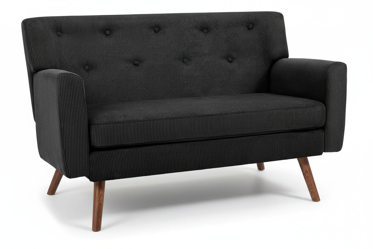 Design corduroy 2-zits bank met poten van rubber hout 120 cm - meerdere kleuren