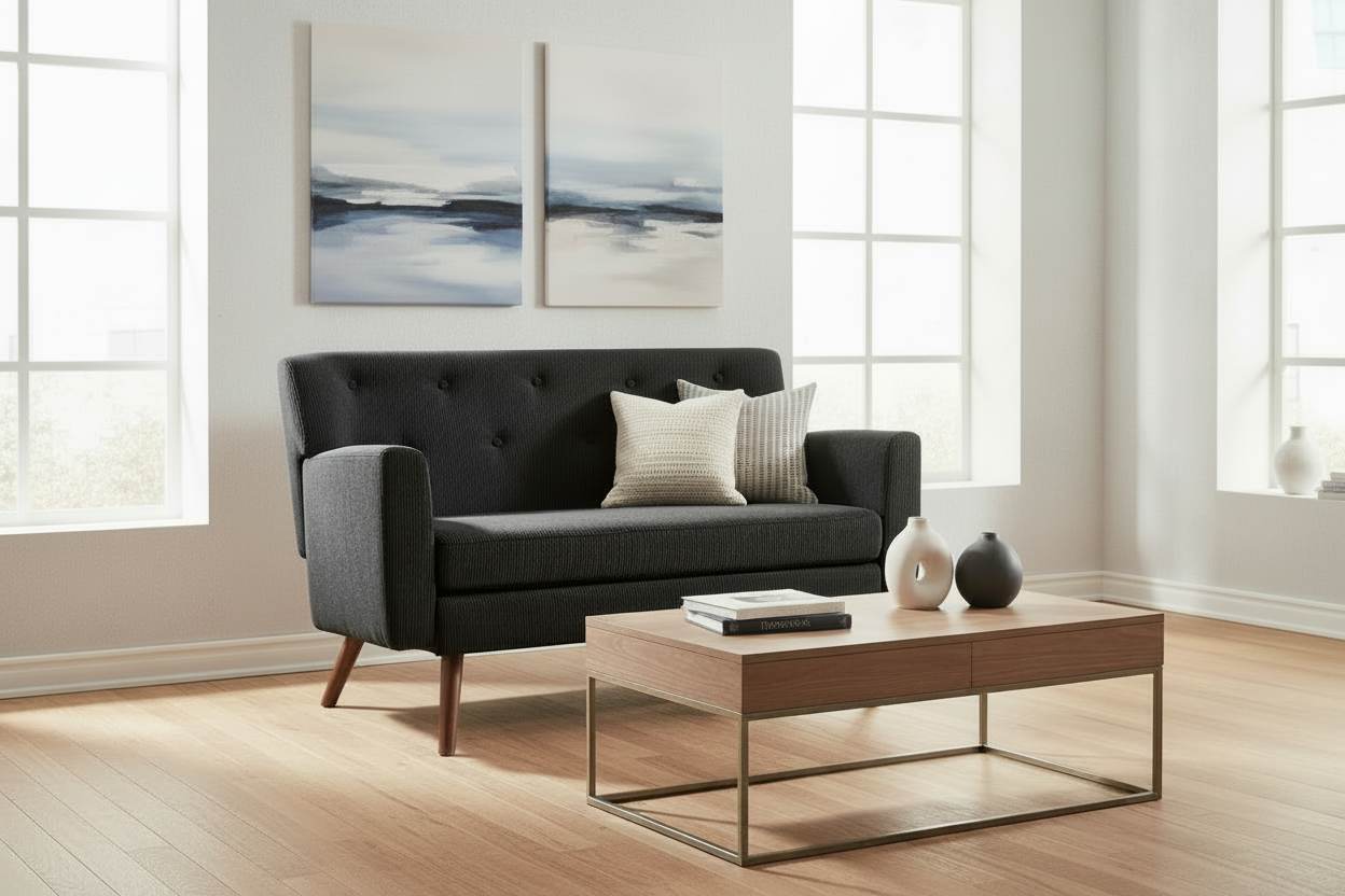 Design corduroy 2-zits bank met poten van rubber hout 120 cm - meerdere kleuren