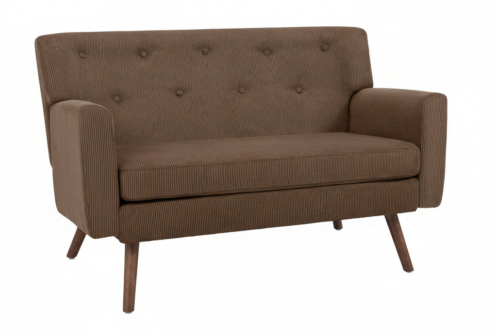 Design corduroy 2-zits bank met poten van rubber hout 120 cm - meerdere kleuren