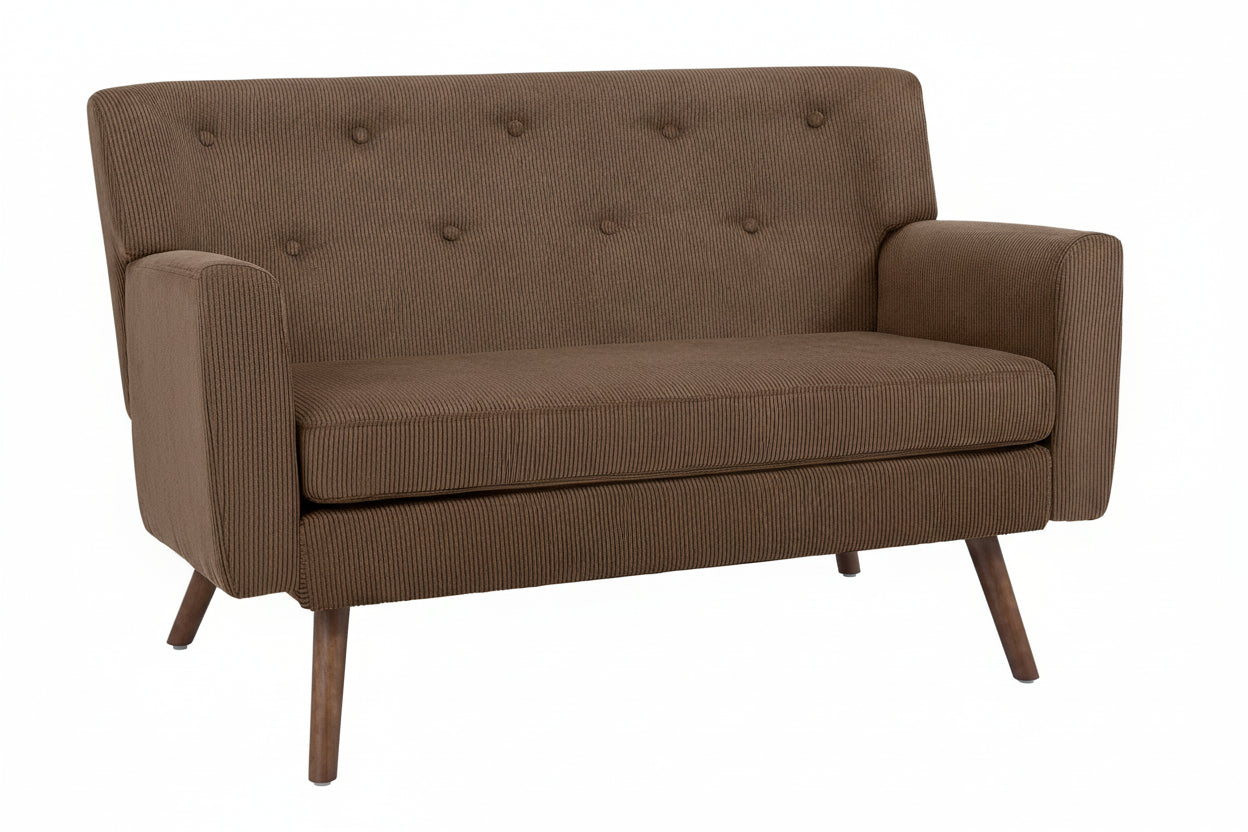 Design corduroy 2-zits bank met poten van rubber hout 120 cm - meerdere kleuren