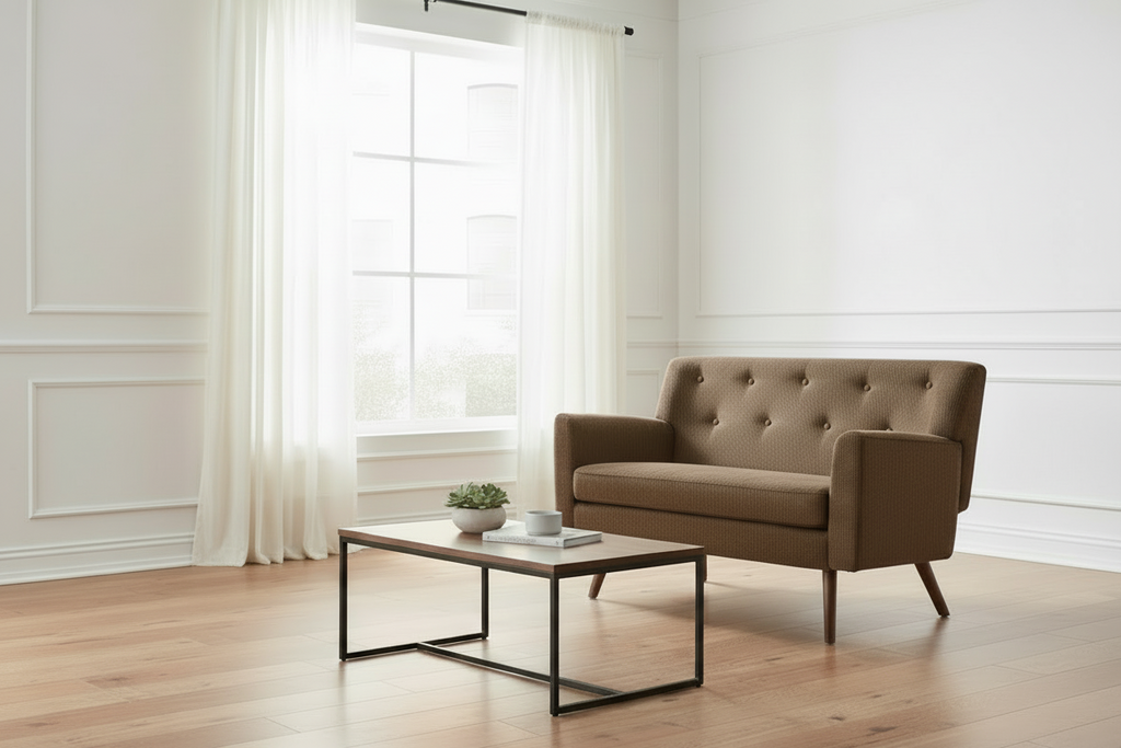 Design corduroy 2-zits bank met poten van rubber hout 120 cm - meerdere kleuren