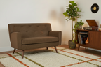 Design corduroy 2-zits bank met poten van rubber hout 120 cm - meerdere kleuren