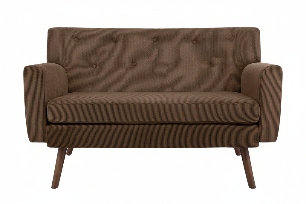 Design corduroy 2-zits bank met poten van rubber hout 120 cm - meerdere kleuren
