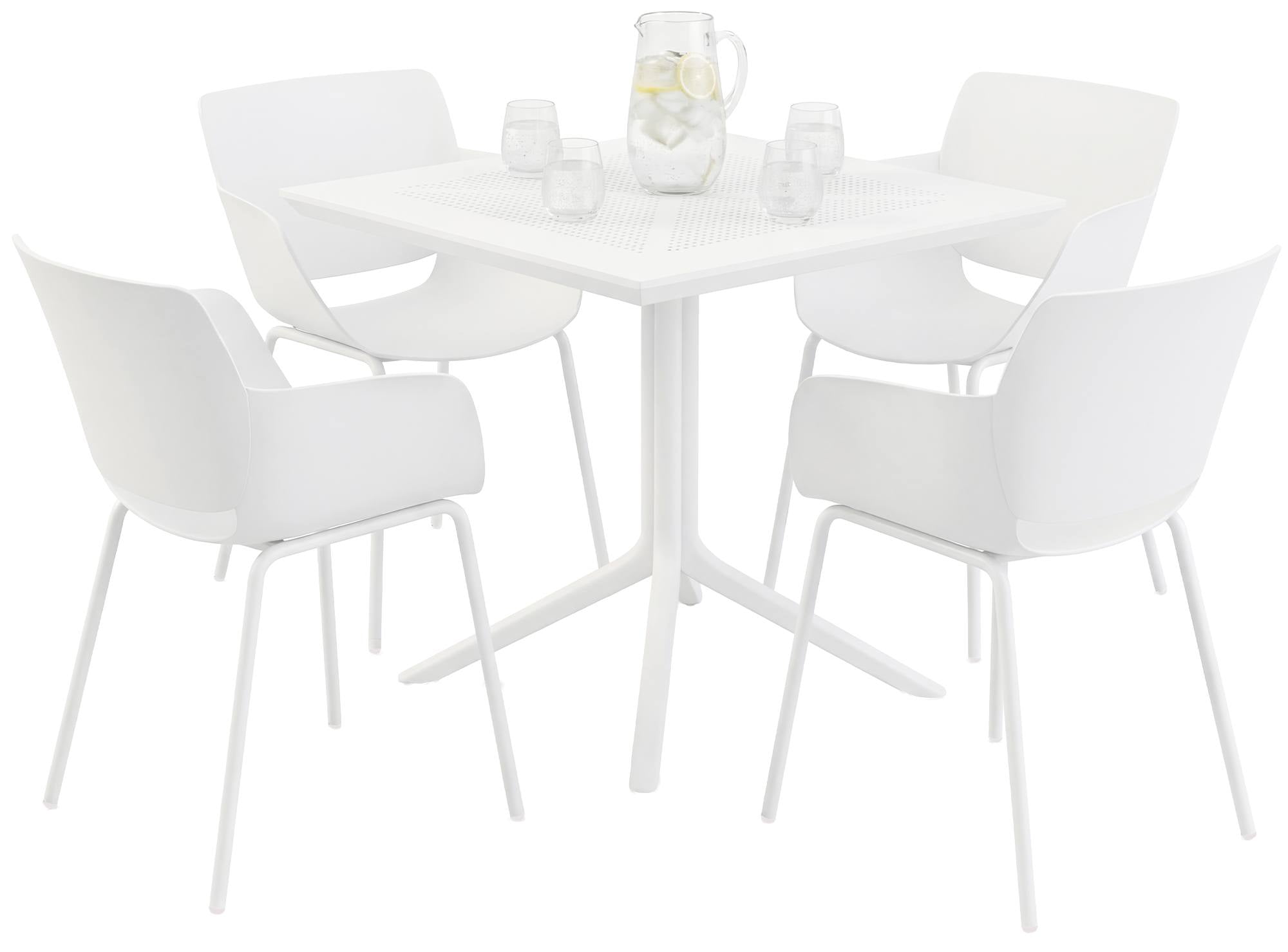 Tuinset 5-delig met tafel en stoelen van duurzaam kunststof - wit of zwart