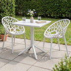 Botanische balkon tuin set tafel en 2 stoelen van duurzaam kunststof - wit