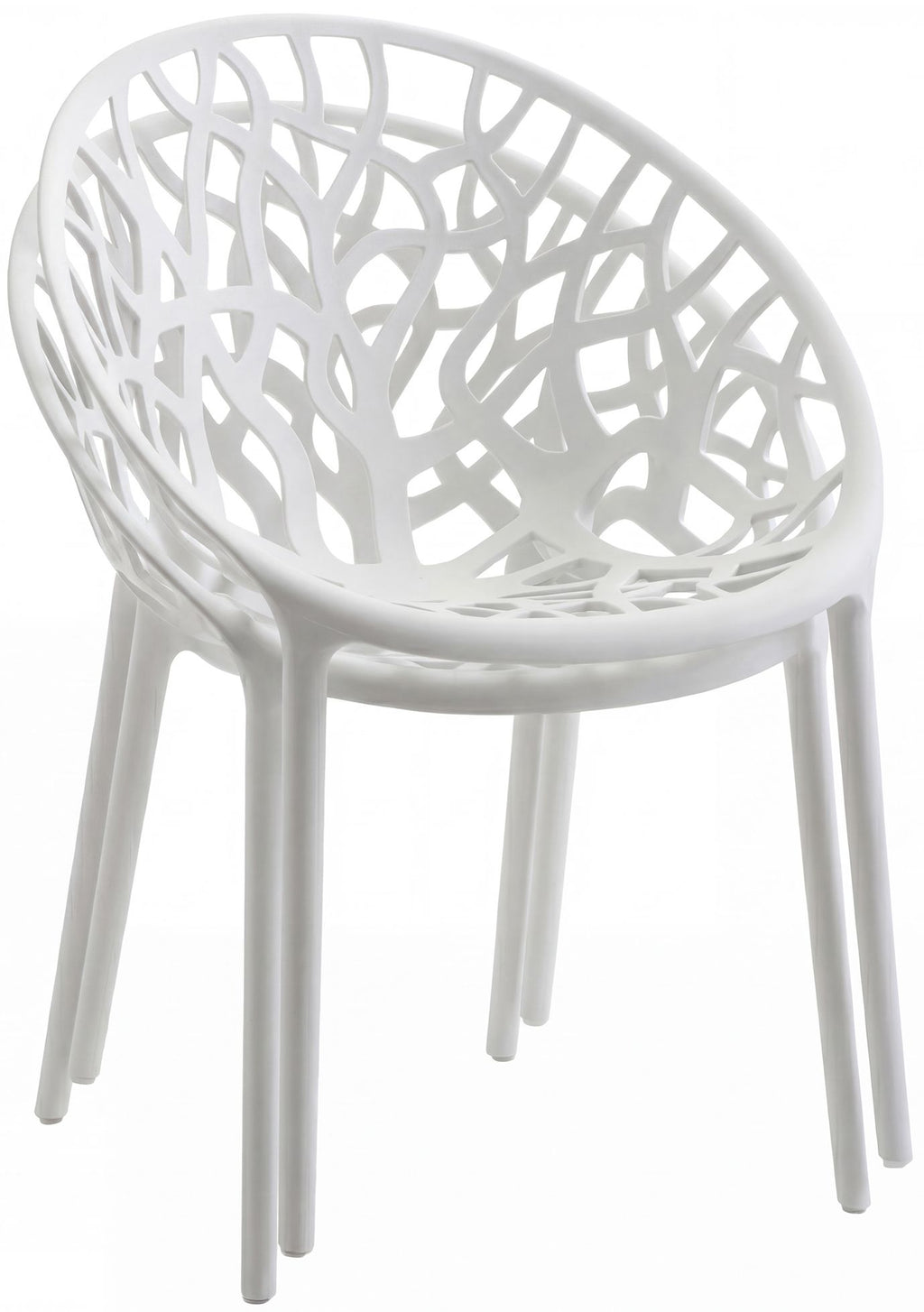 Botanische balkon tuin set tafel en 2 stoelen van duurzaam kunststof - wit