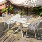 Botanische balkon tuin set tafel en 2 stoelen van duurzaam kunststof - wit