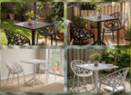 Botanische balkon tuin set tafel en 2 stoelen van duurzaam kunststof - wit