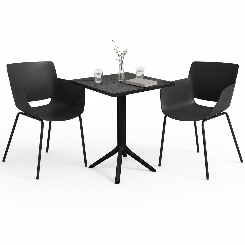 Moderne tuin set met 1 tafel en 2 stoelen van duurzaam kunststof - wit of zwart