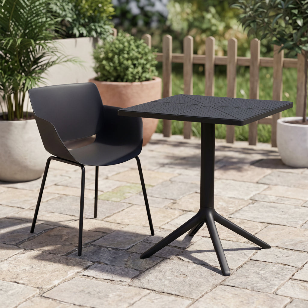 Moderne tuin set met 1 tafel en 2 stoelen van duurzaam kunststof - wit of zwart