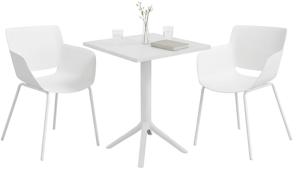 Moderne tuin set met 1 tafel en 2 stoelen van duurzaam kunststof - wit of zwart