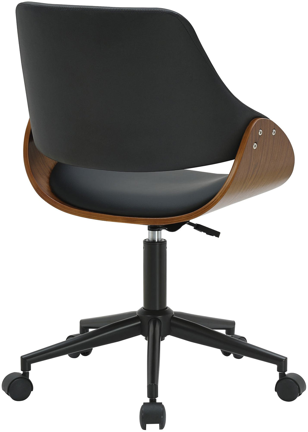 Ergonomische design bureaustoel van hout en duurzaam kunstleer - zwart en bruin