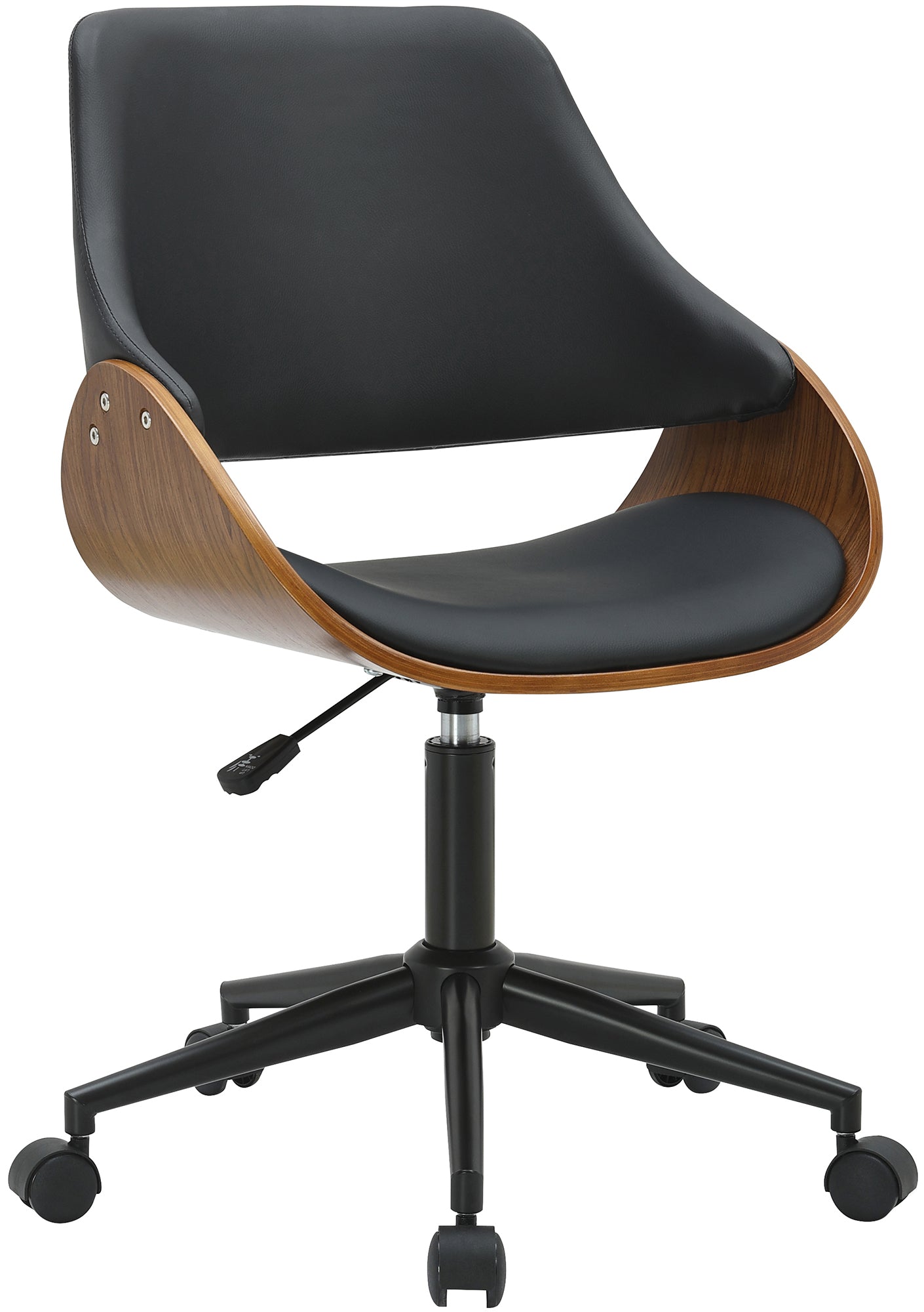Ergonomische design bureaustoel van hout en duurzaam kunstleer - zwart en bruin