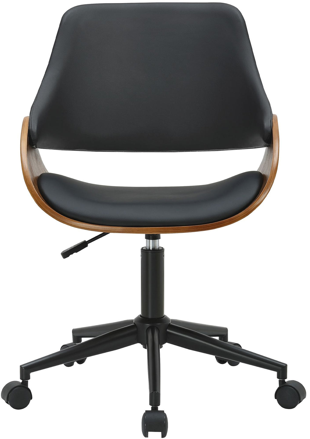 Ergonomische design bureaustoel van hout en duurzaam kunstleer - zwart en bruin